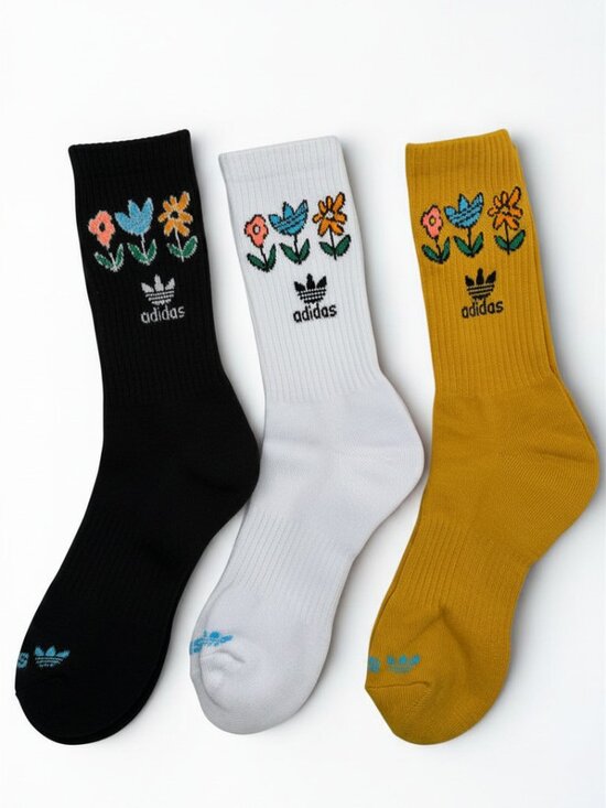 adidas Accessories - 3 Pairs ADIDAS Floral Everyday Cotton Crew Socks Dri Fit NWOT Size MEDIUM